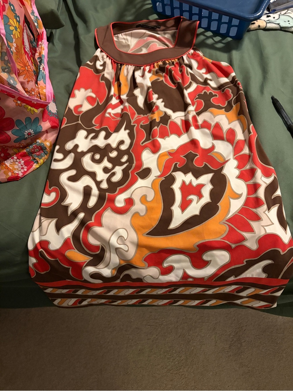 BCBG Multicolor swing dress in Red, Brown & Orange